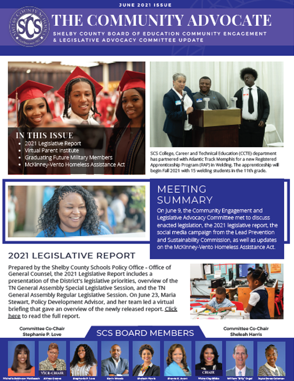 The Community Advocate (Community Engagement & Legislative Advocacy Newsletter) June 2021